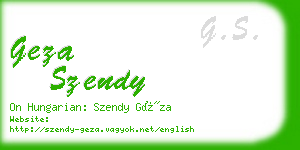 geza szendy business card